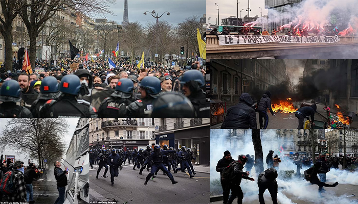 Thousands protest French government in Paris